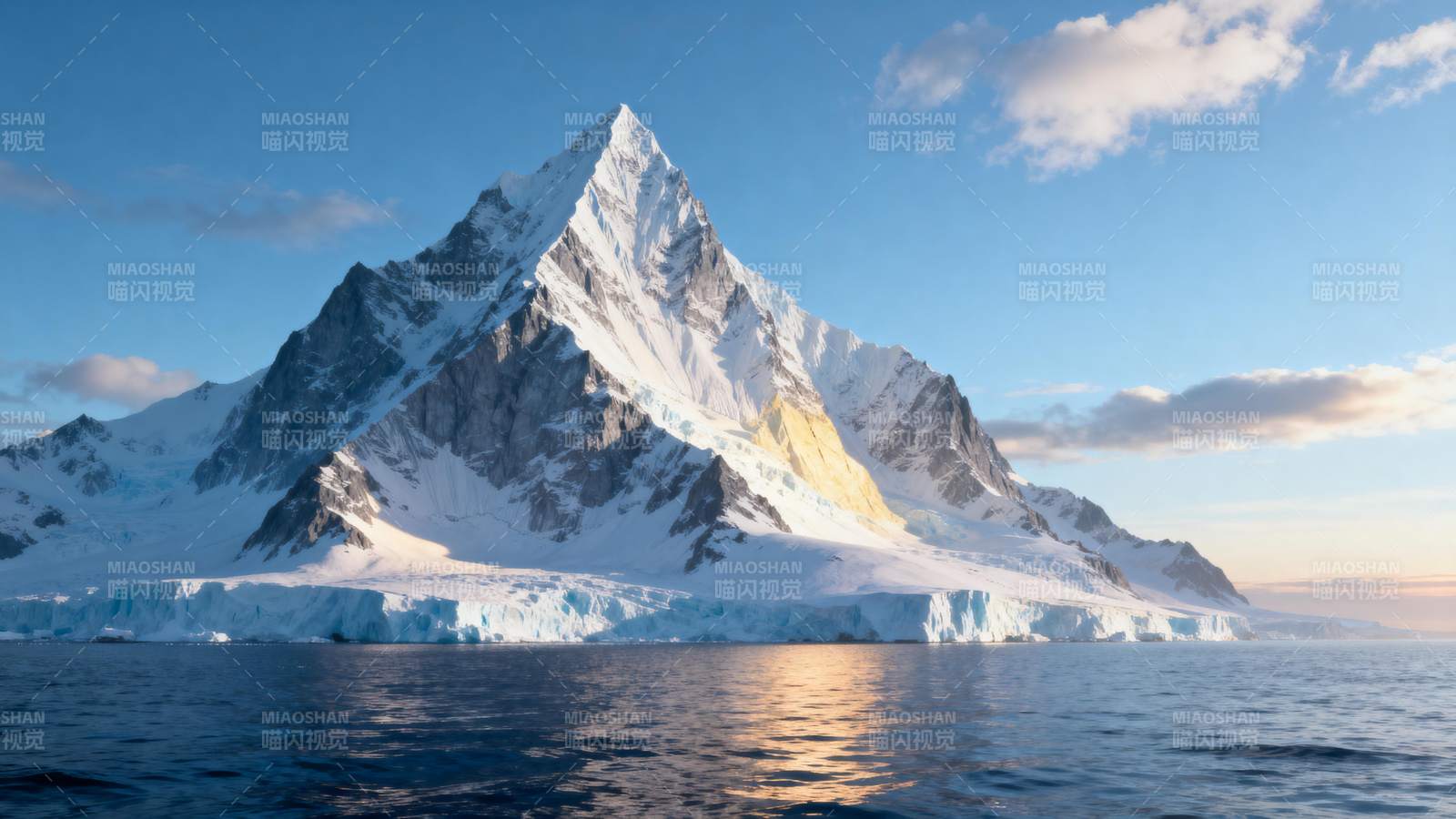 雪山映海天图片