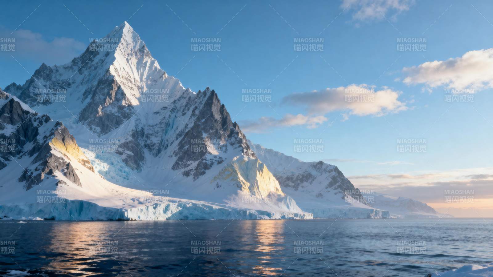 雪山映湖光图片