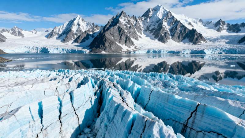 冰川雪山倒影图片