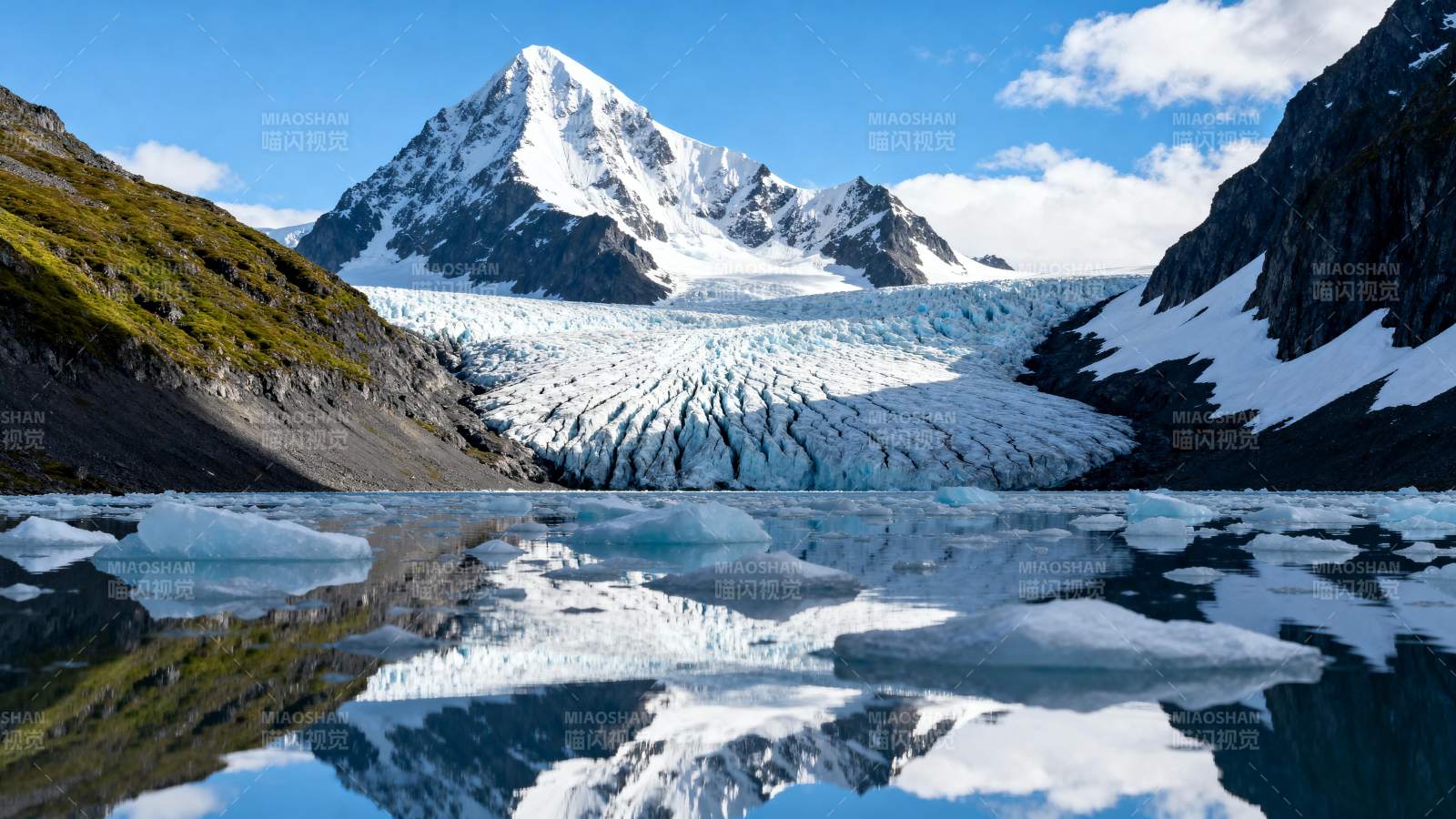 雪山倒影湖中图片