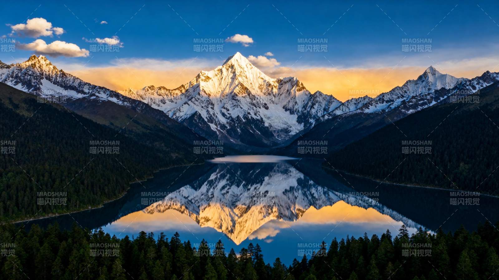 雪山倒影湖光图片