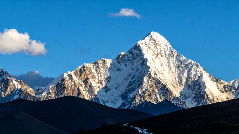 雪山巍峨映蓝天图片