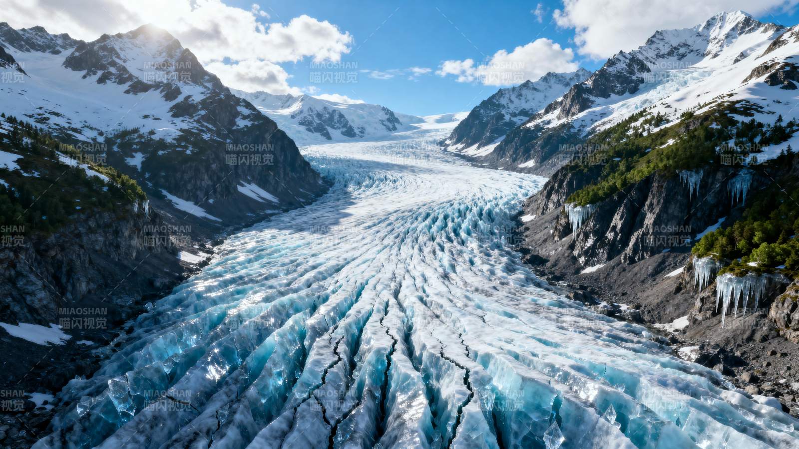 冰川峡谷壮丽景色图片