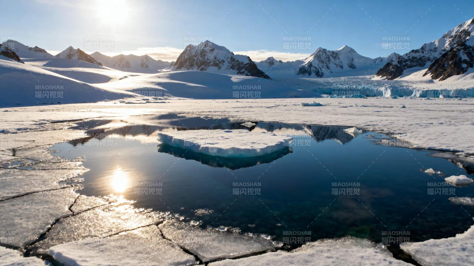 冰川倒影 雪山映照图片