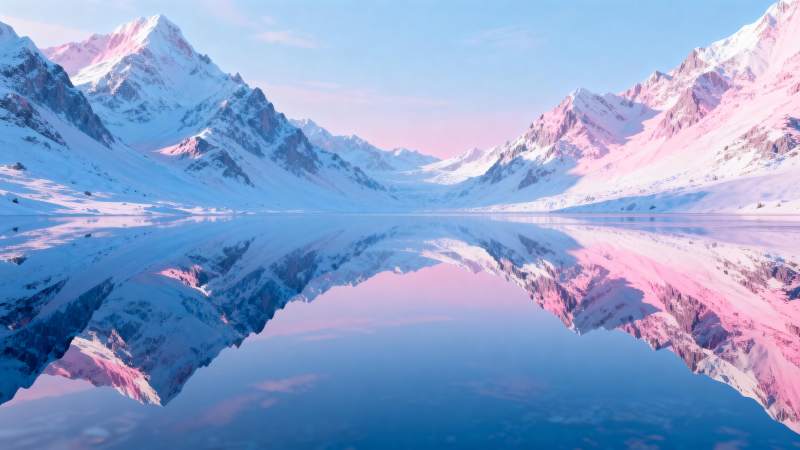 雪山倒影湖光图片