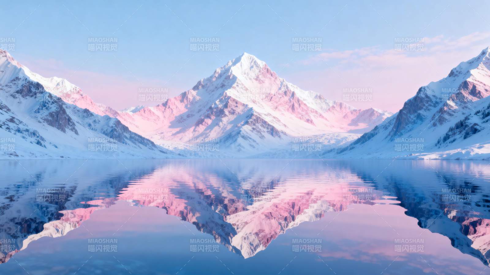 雪山倒影湖中图片