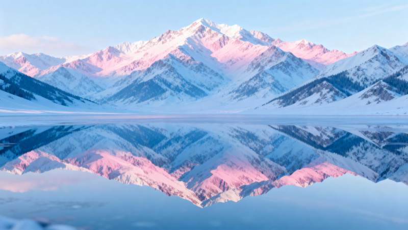 雪山倒影如画图片