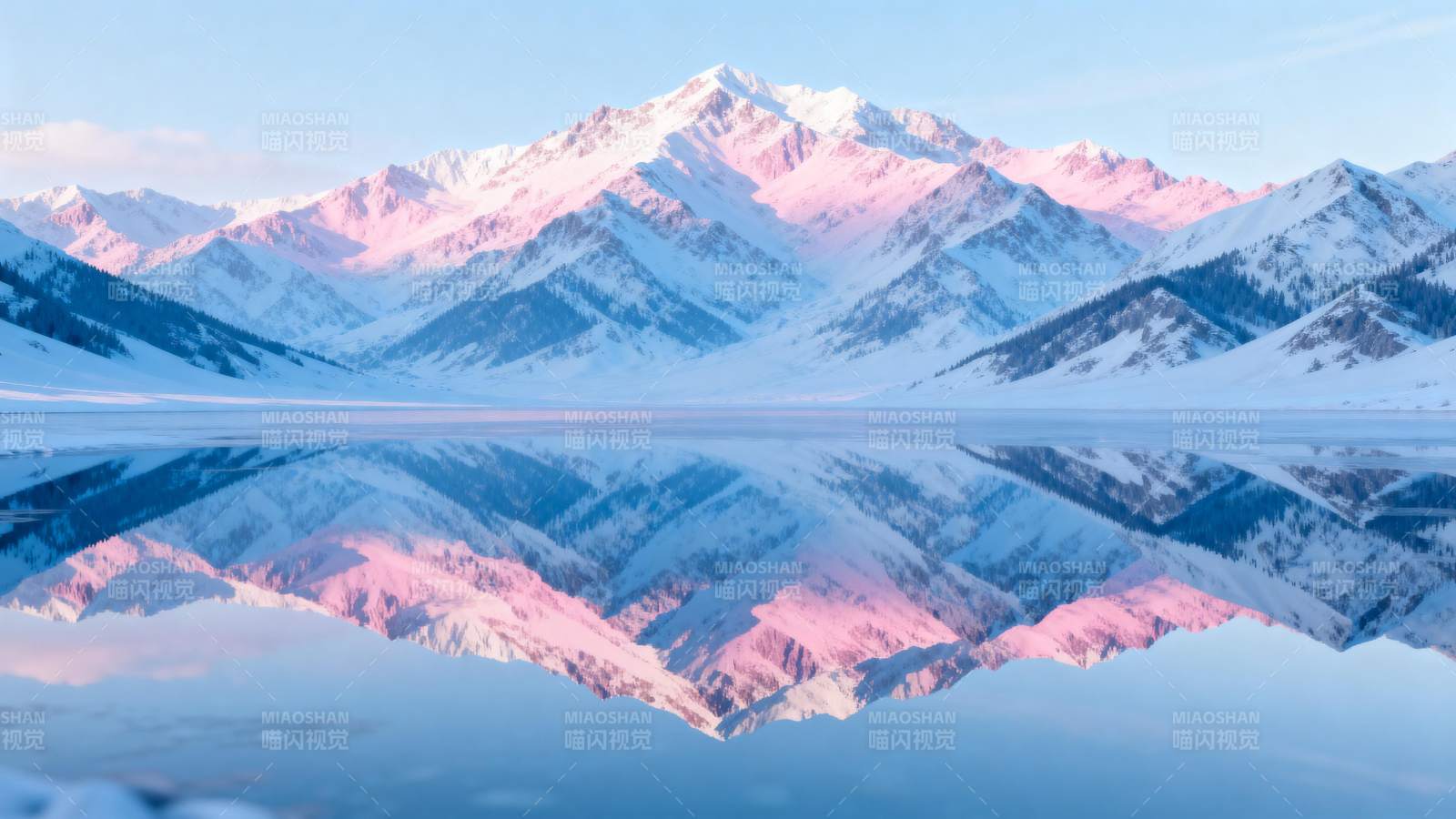 雪山倒影如画图片