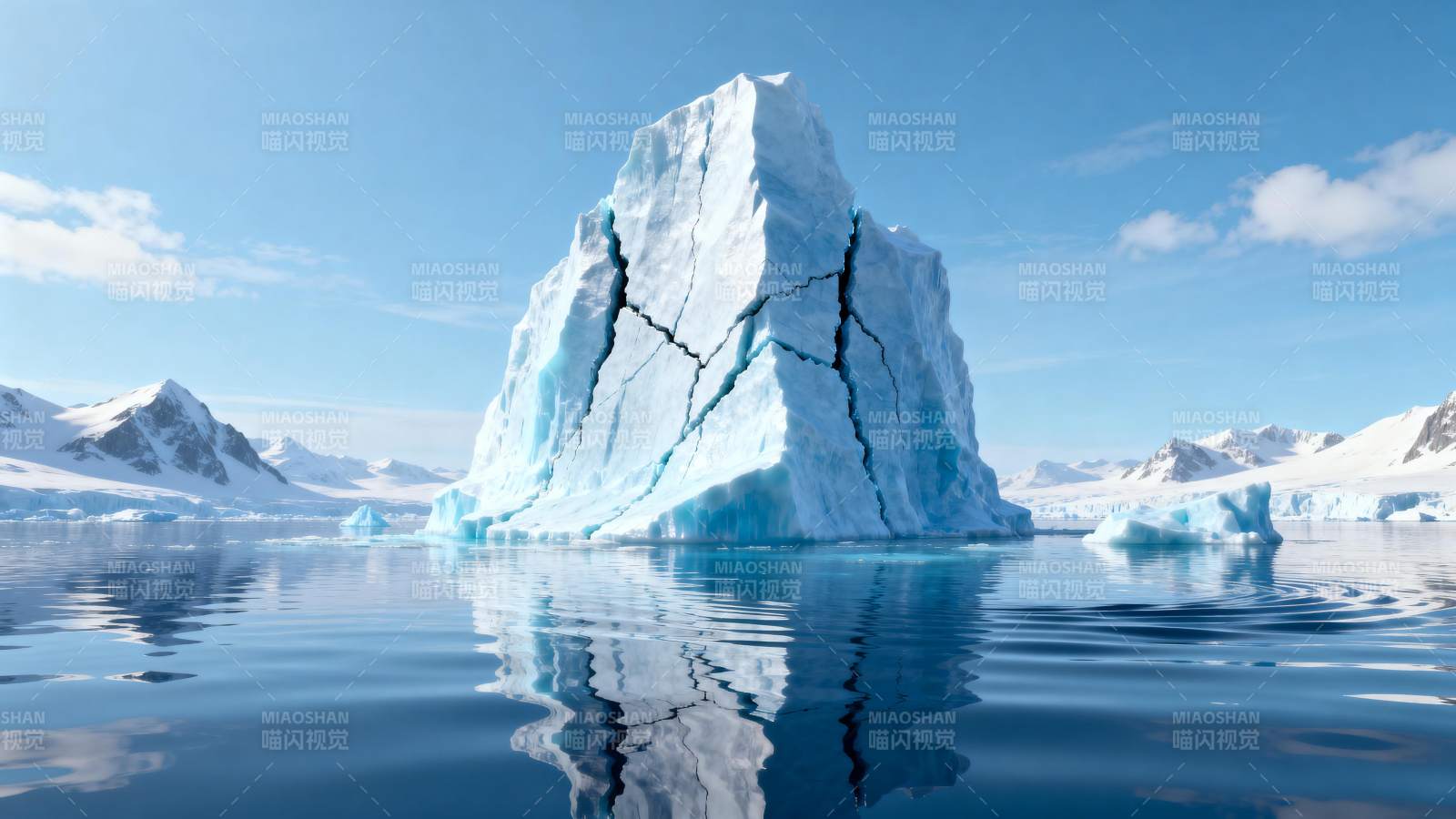 冰山倒影湖面图片