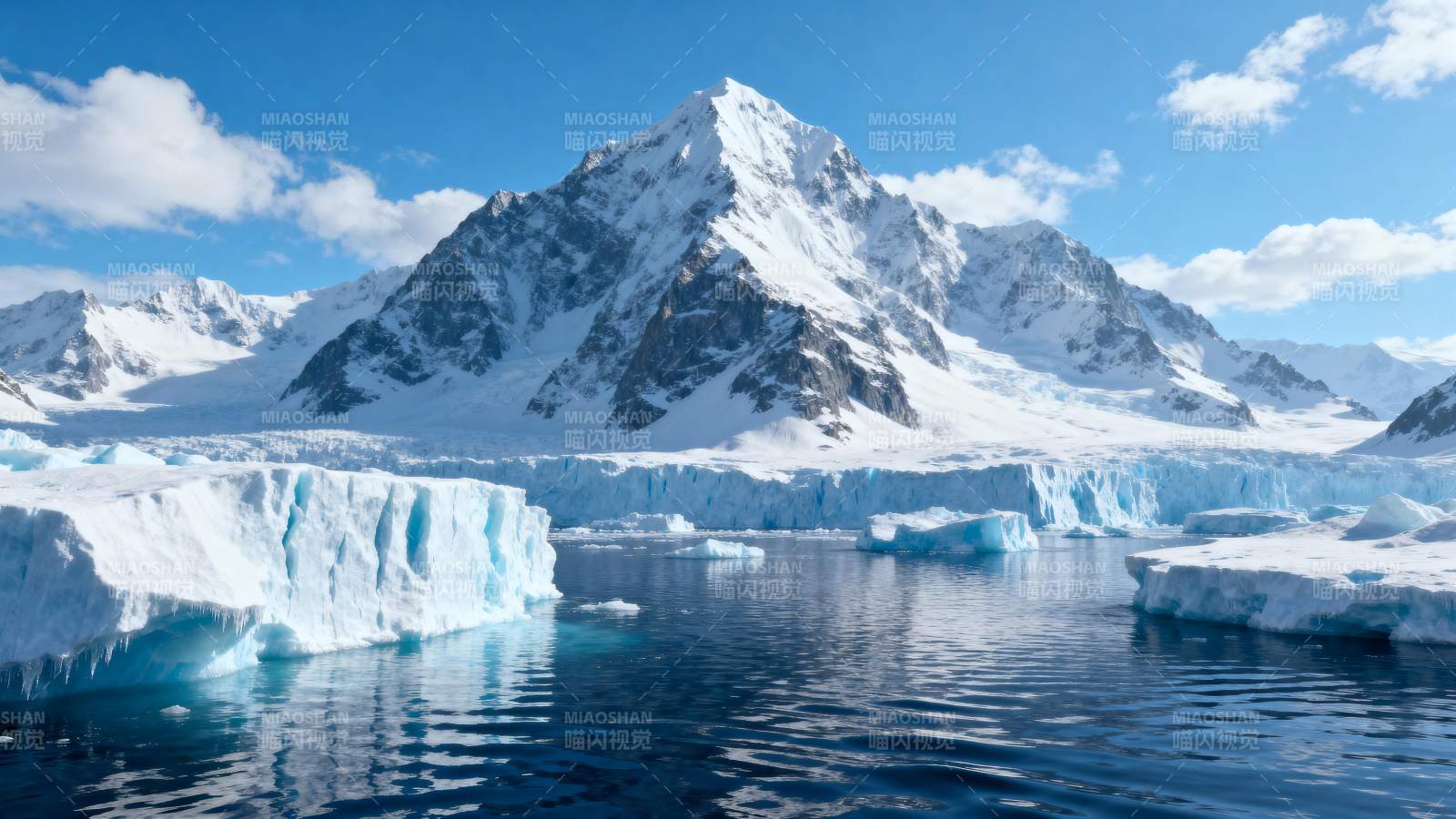 冰川雪山映碧海图片