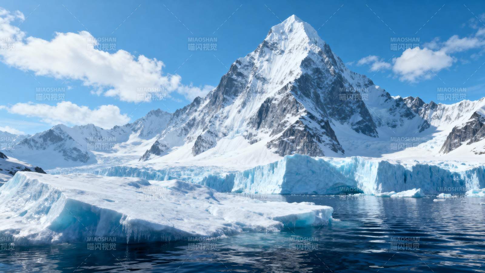 冰川雪山映碧海图片