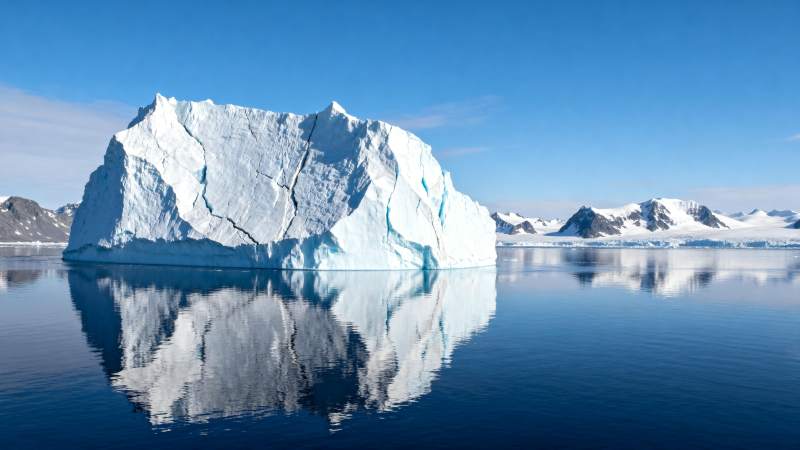 冰山倒影静谧湖图片