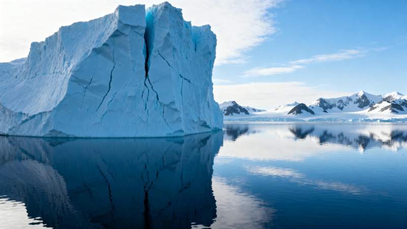 冰山倒影静谧湖图片