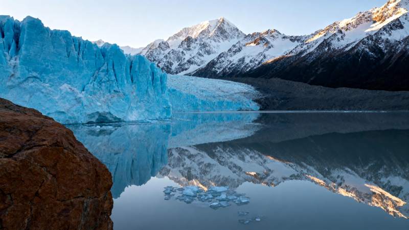 冰川倒影山湖图片
