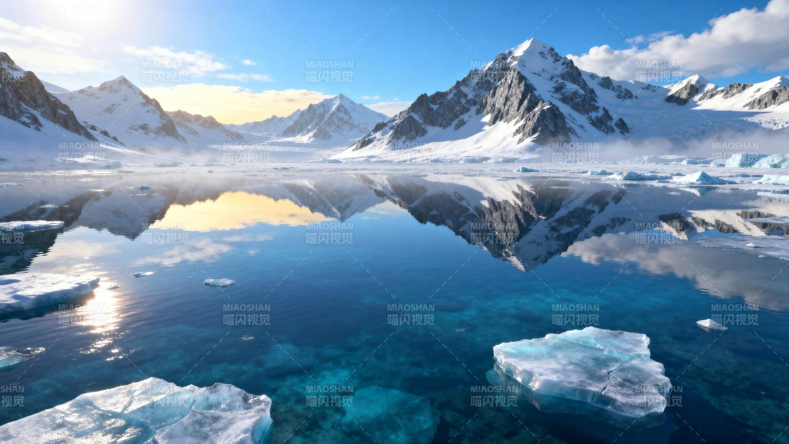 雪山倒影湖面图片