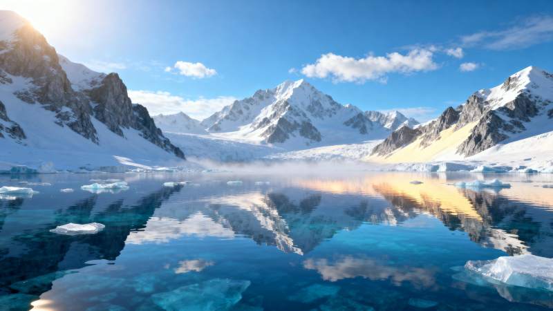 雪山倒影湖光图片