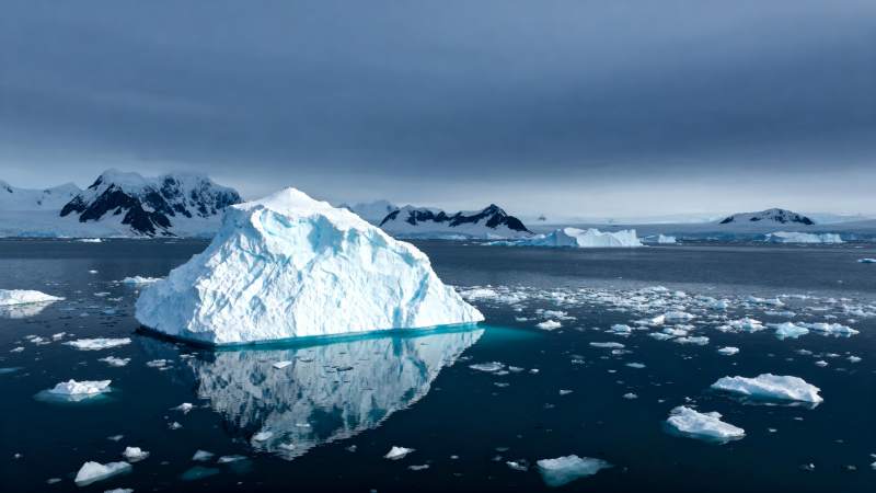 极地冰山倒影图片
