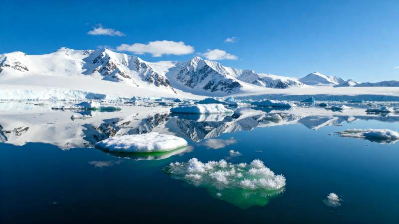 极地冰川倒影图片