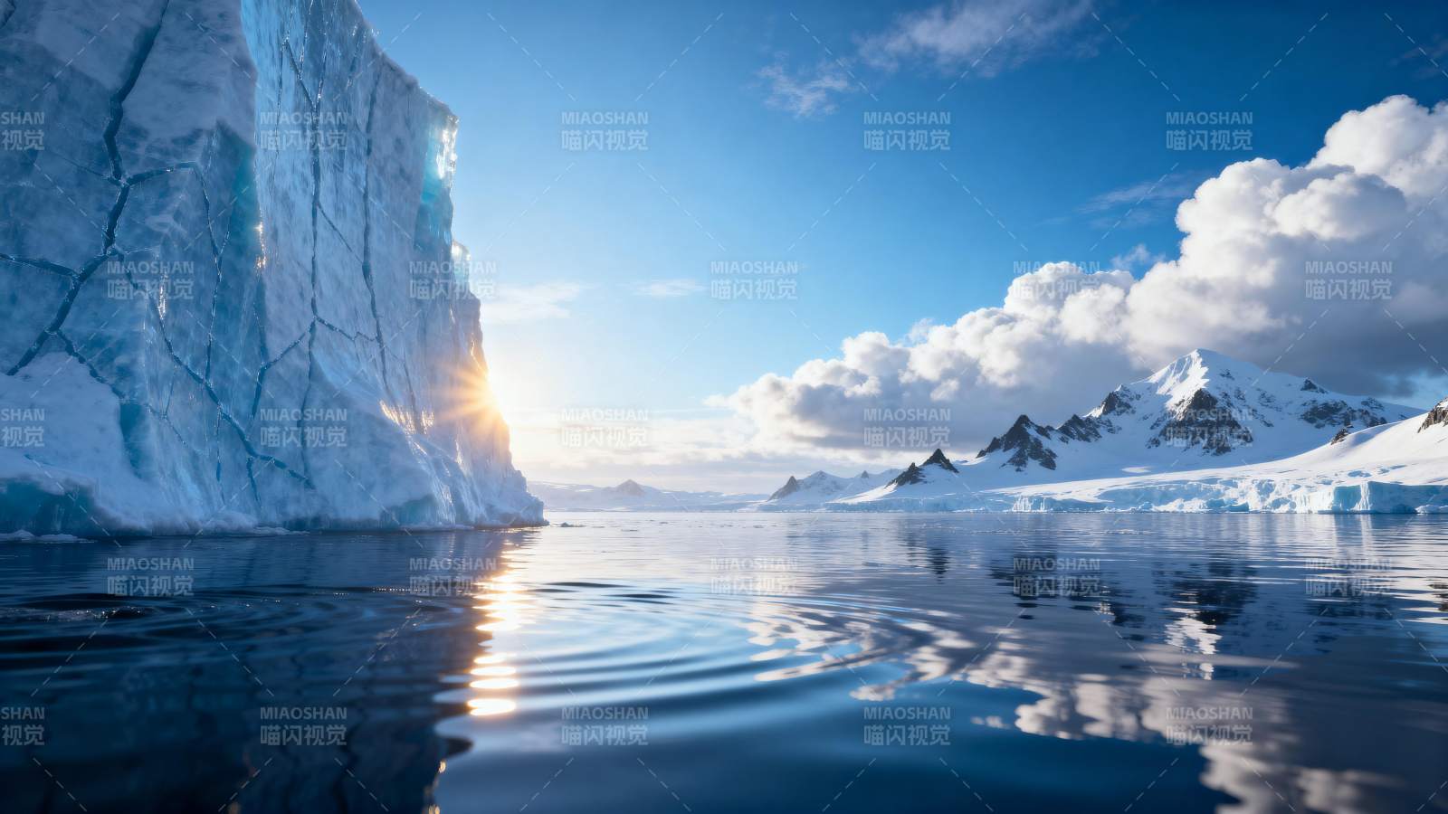 极地冰川晨曦图片