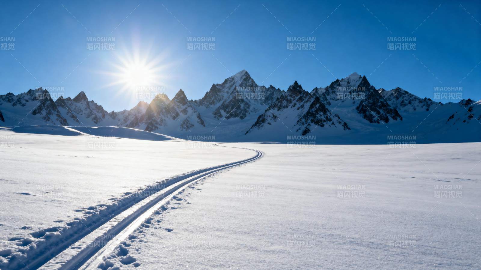 雪原上的足迹图片