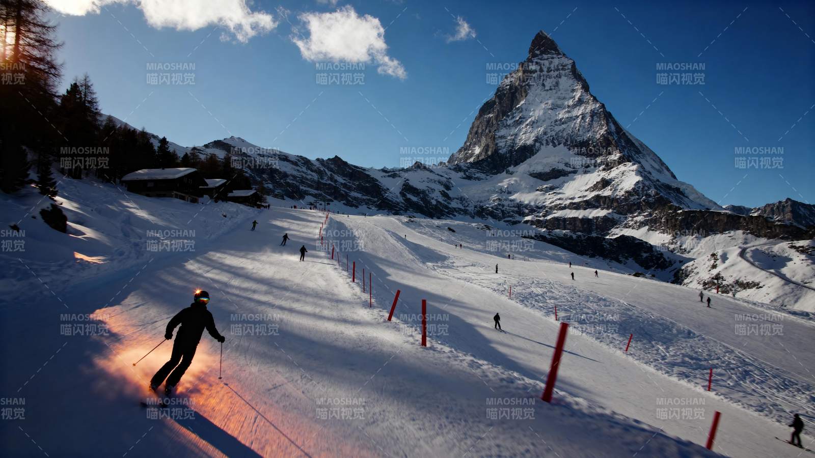 雪道滑雪  Matterhorn 背景图片