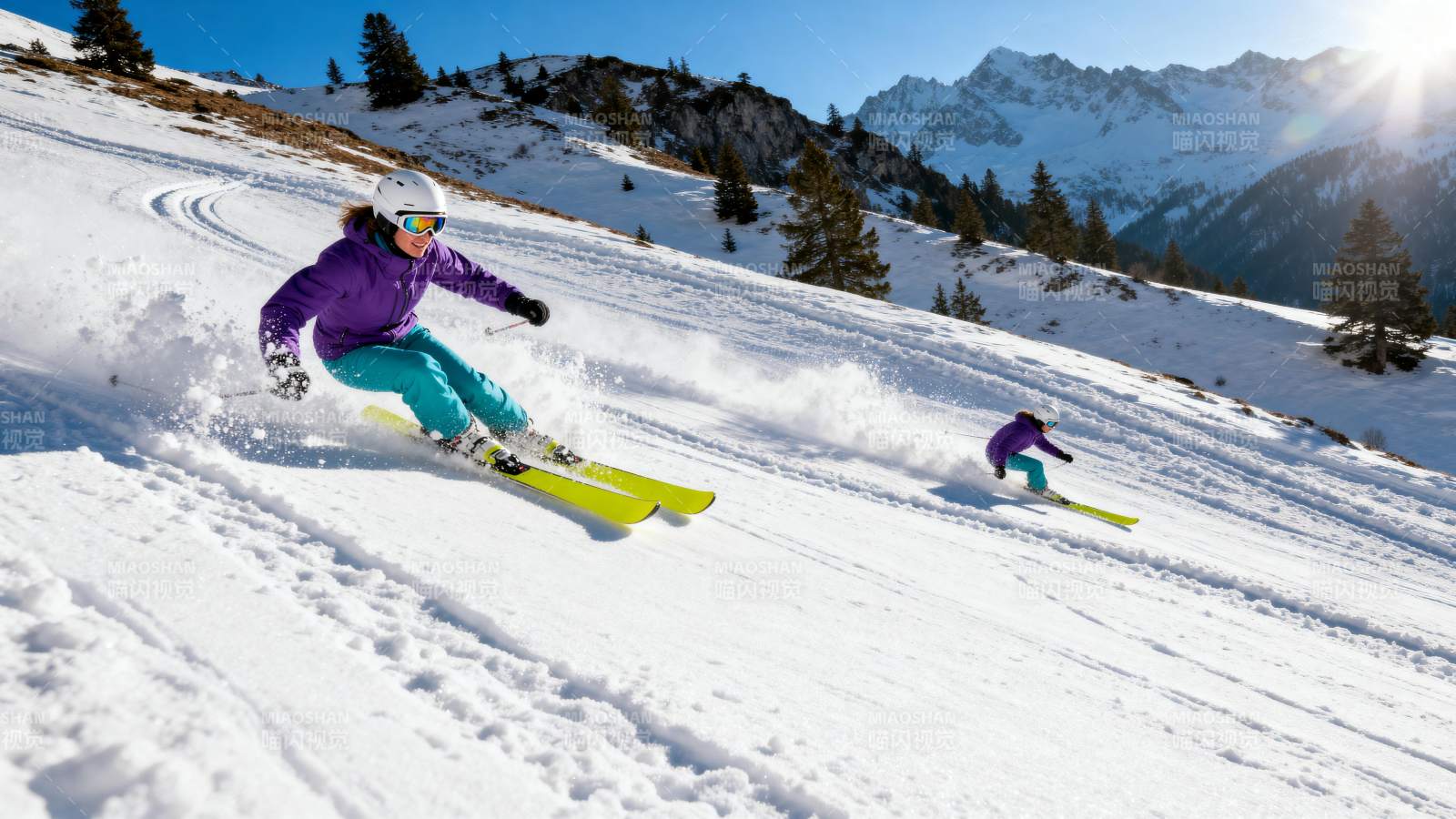 雪地滑雪乐翻天图片