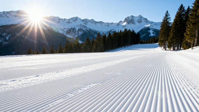 雪道晨光 山林静谧图片