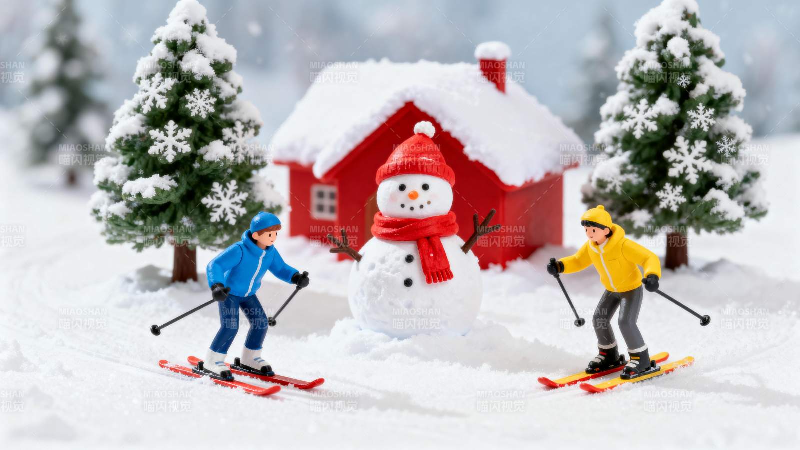雪地滑雪小人图片
