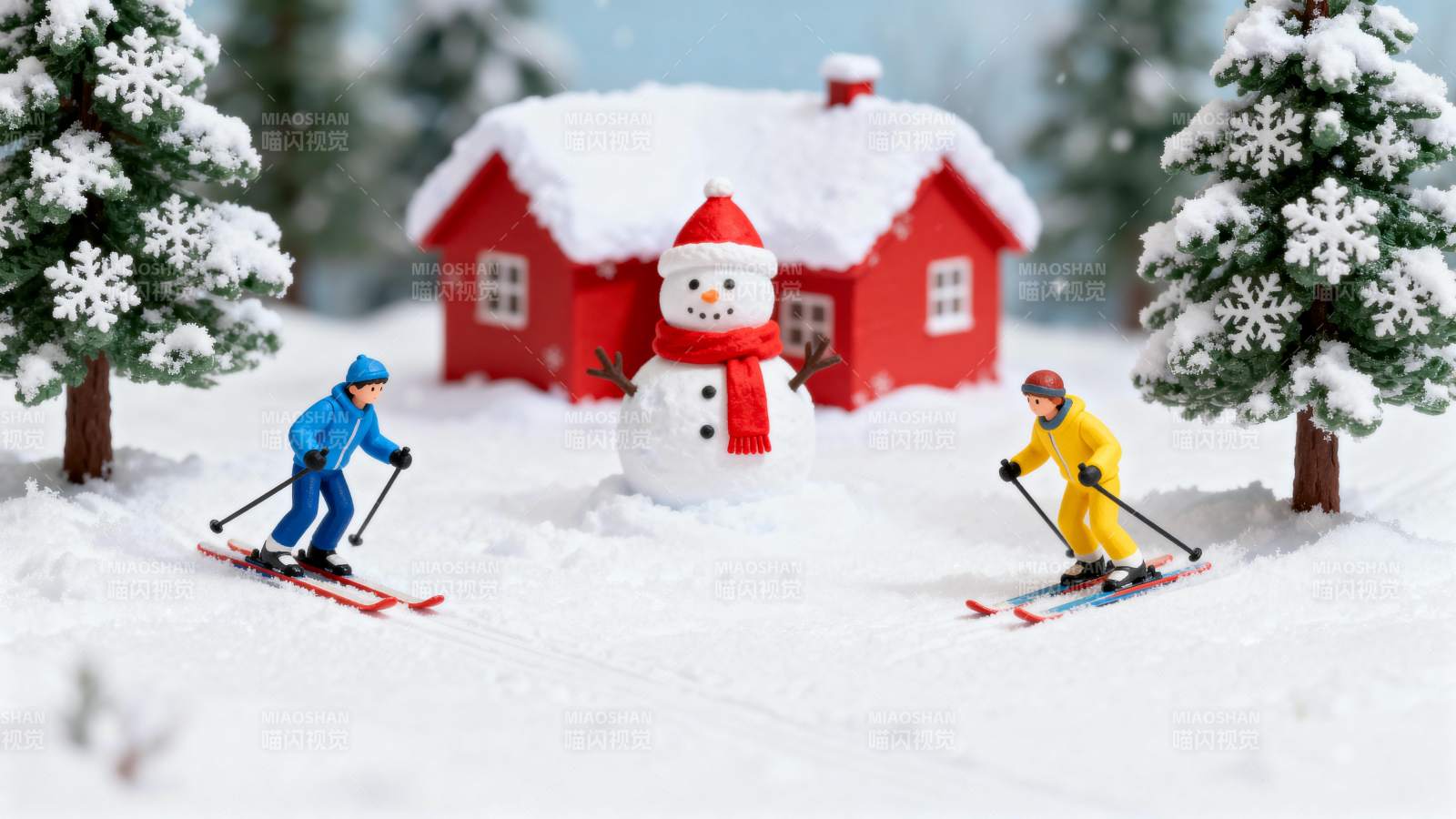 雪地滑雪小屋图片