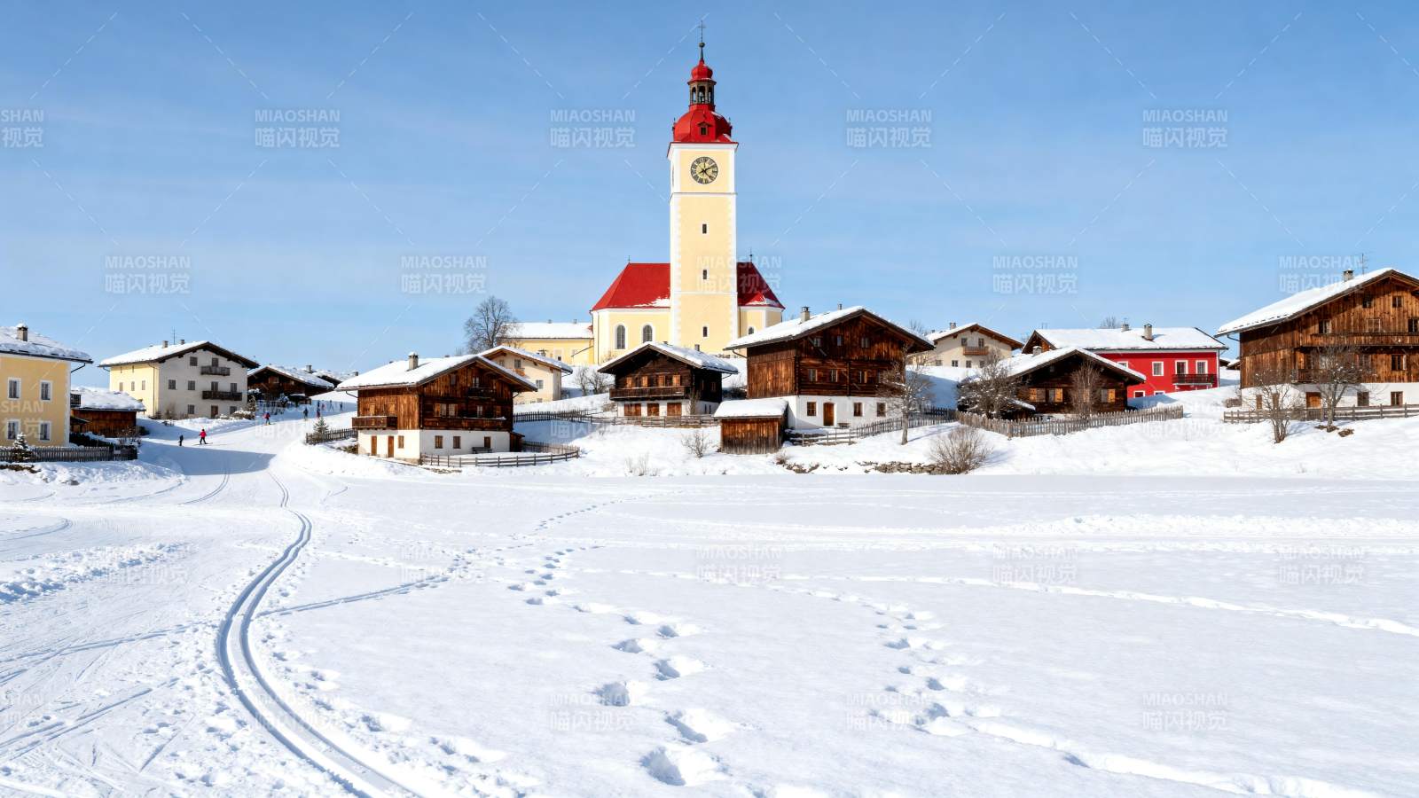雪乡教堂冬景图片