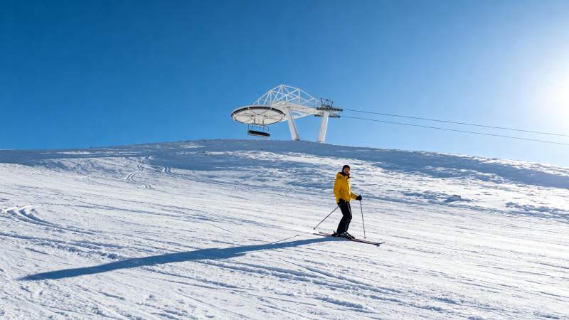 雪地滑雪 缆车相伴图片