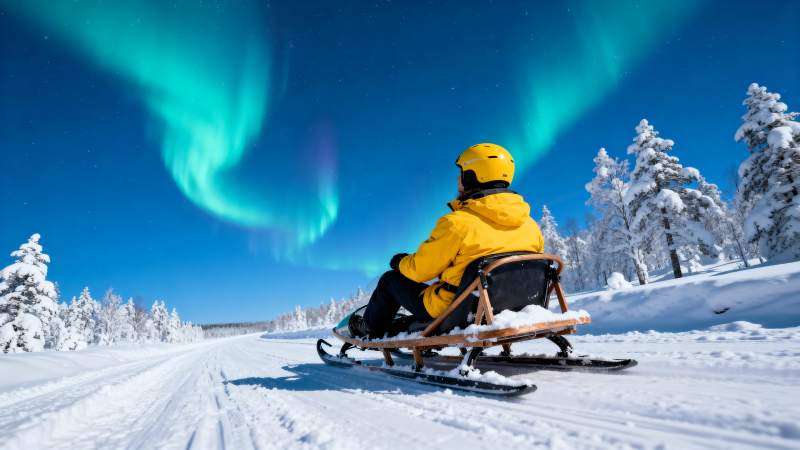极光下雪橇之旅图片