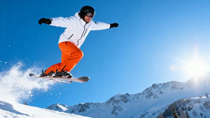 滑雪者腾空跃起图片