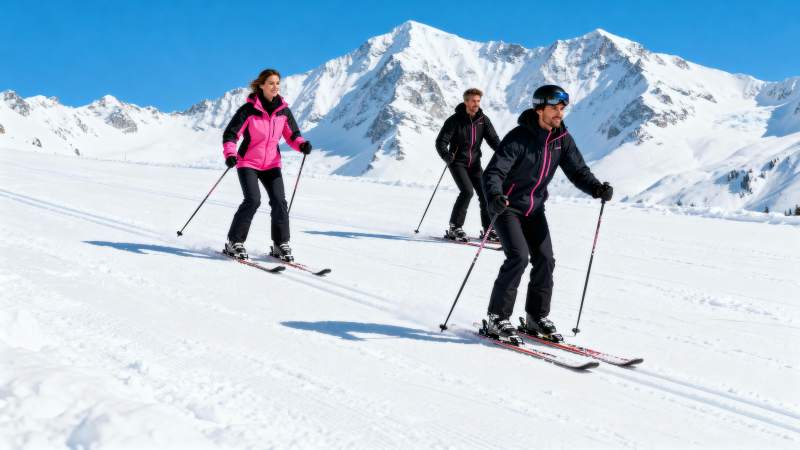 雪山滑雪三人行图片