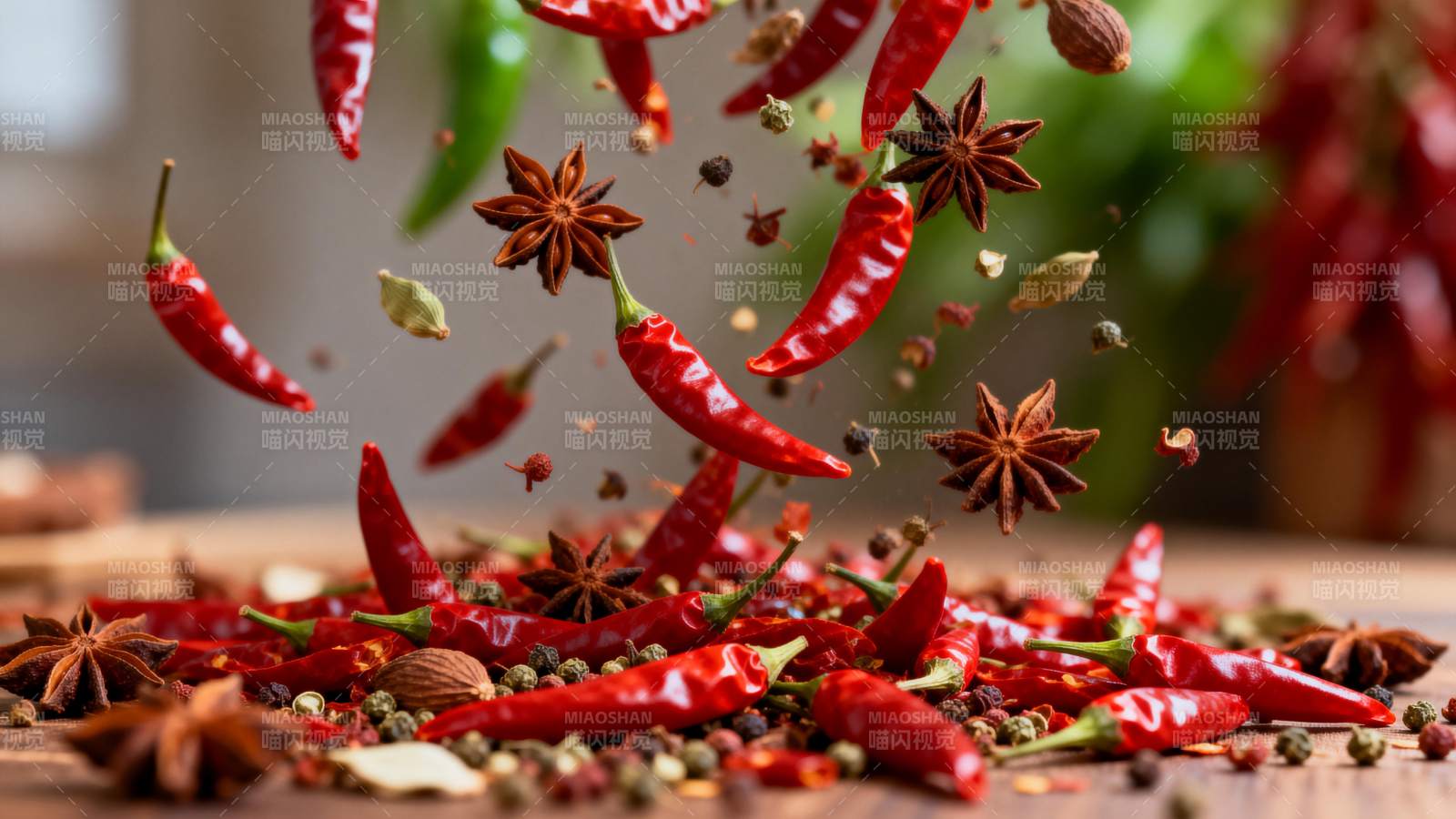 辣椒与八角飞舞图片