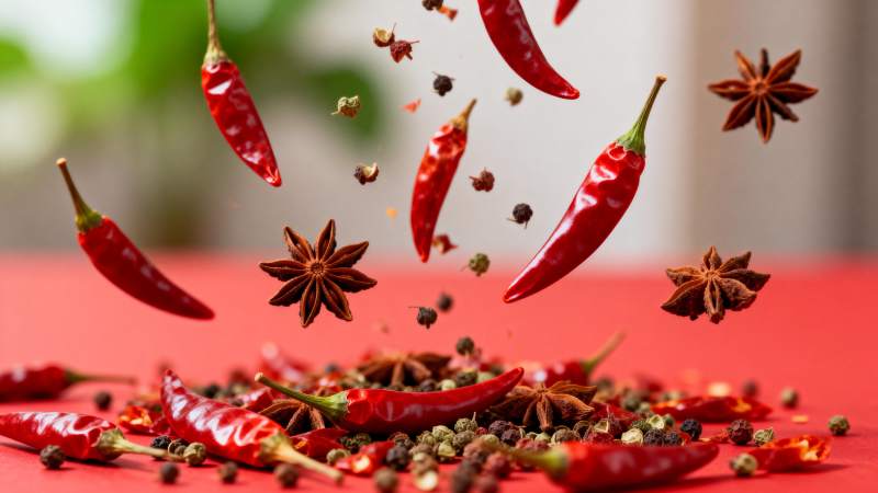 辣椒与八角飞舞图片