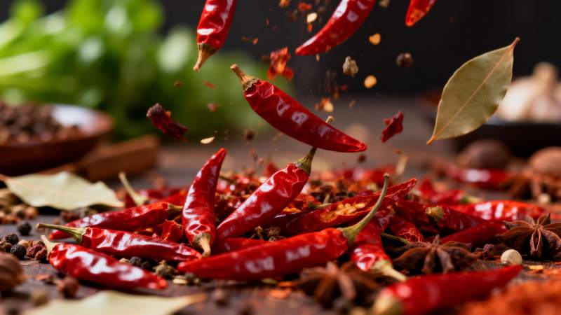 红椒飞舞香料纷飞图片
