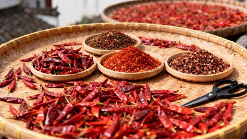 干辣椒与香料拼盘图片