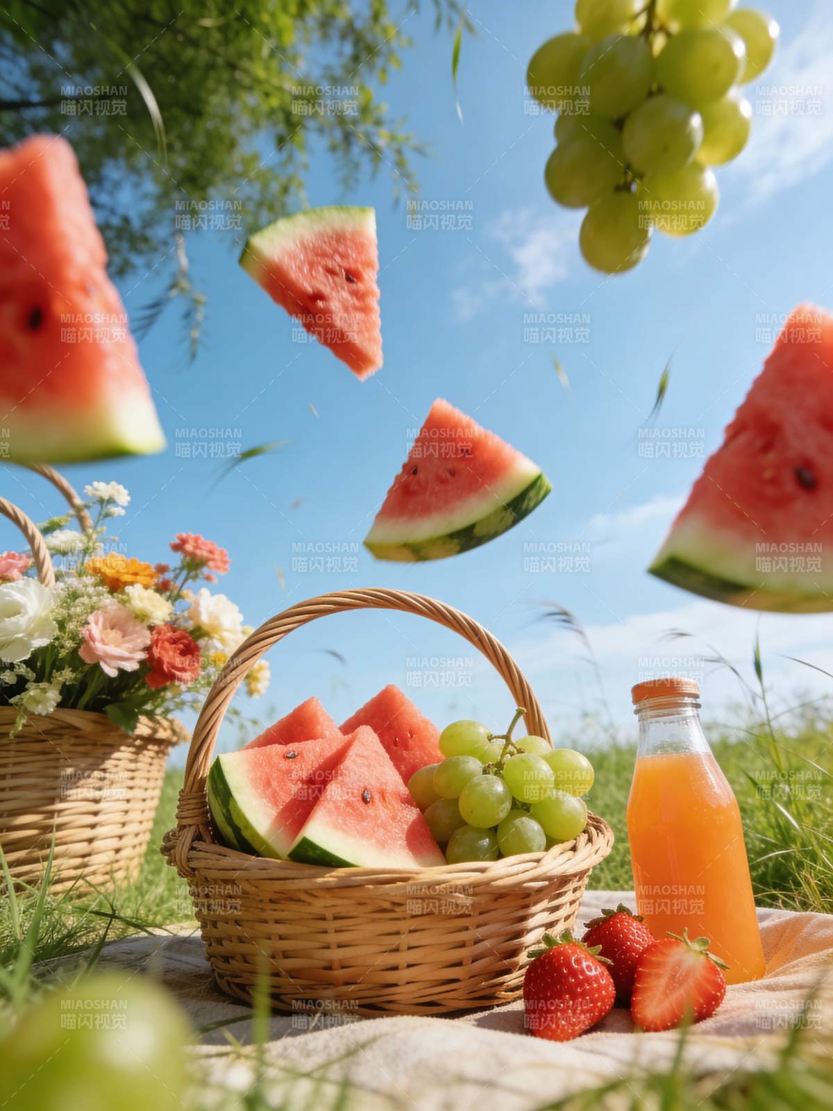 夏日水果野餐图片