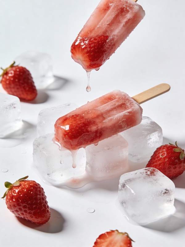 草莓冰棒融化瞬间图片