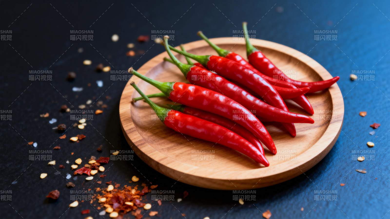红辣椒盘中摆放图片