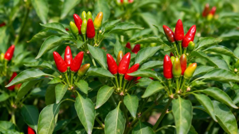 红辣椒植株生长茂盛图片