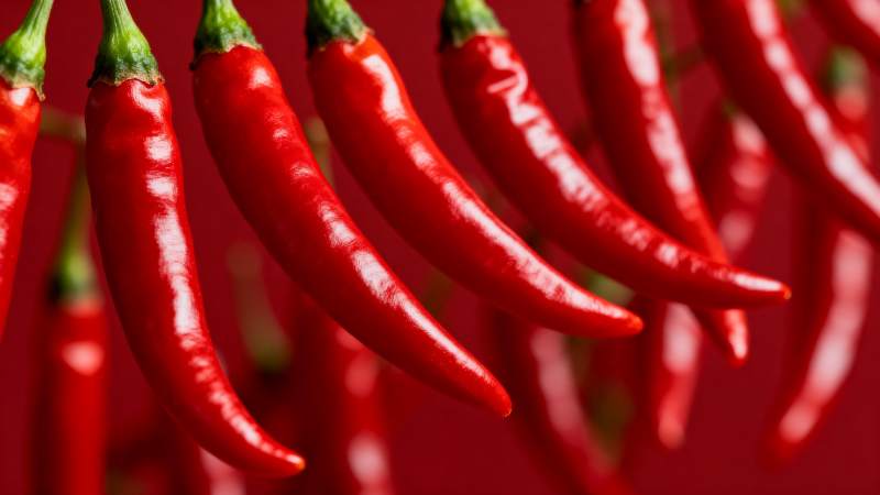 红辣椒串挂枝头图片