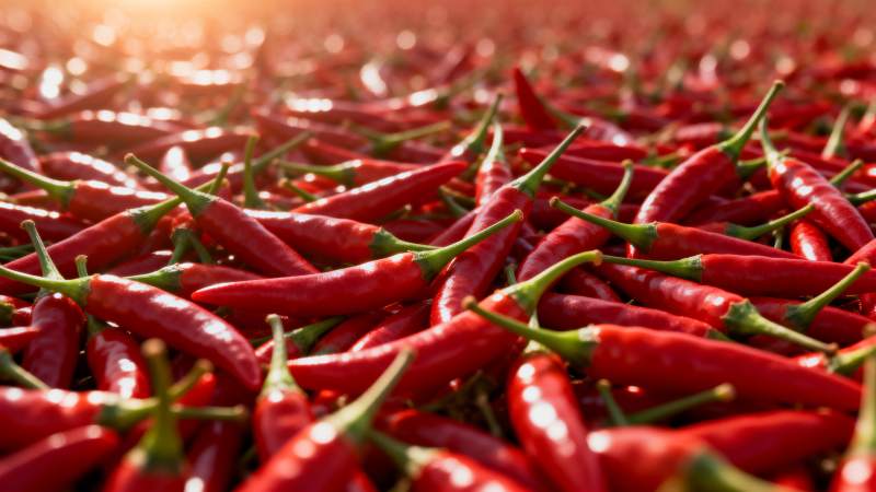 红辣椒铺满田野图片