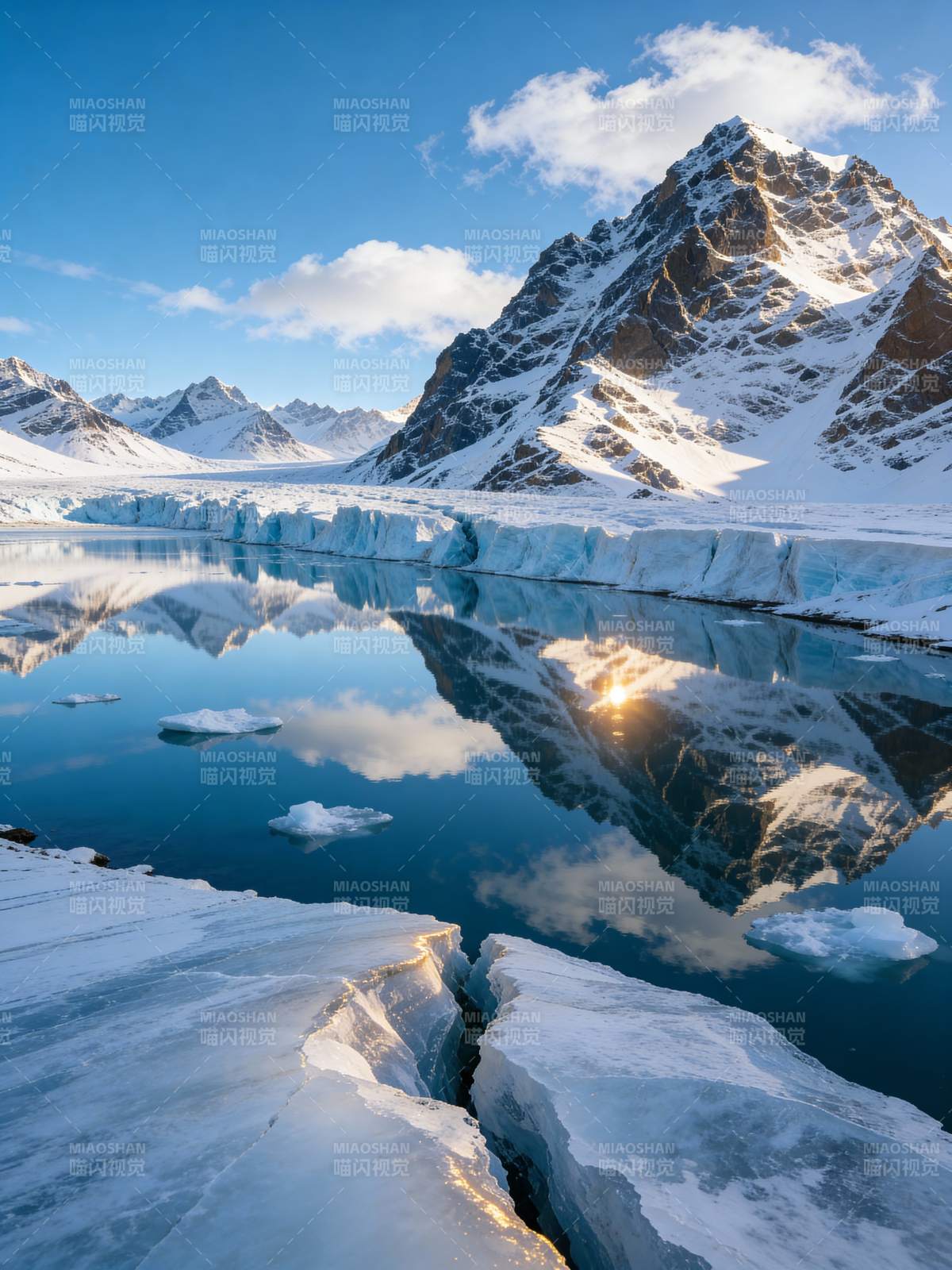 冰川倒影 雪山静谧图片