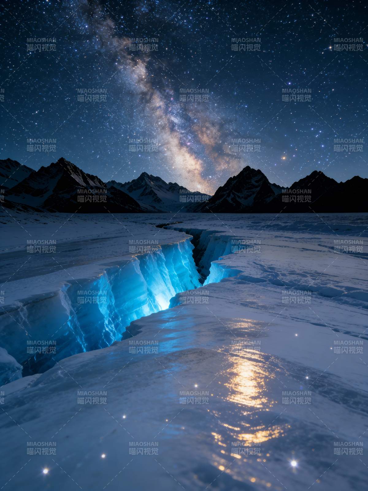 冰川夜空银河图片
