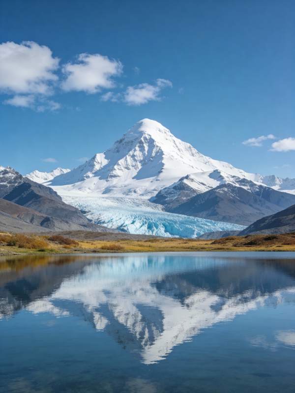 雪山倒影湖中图片