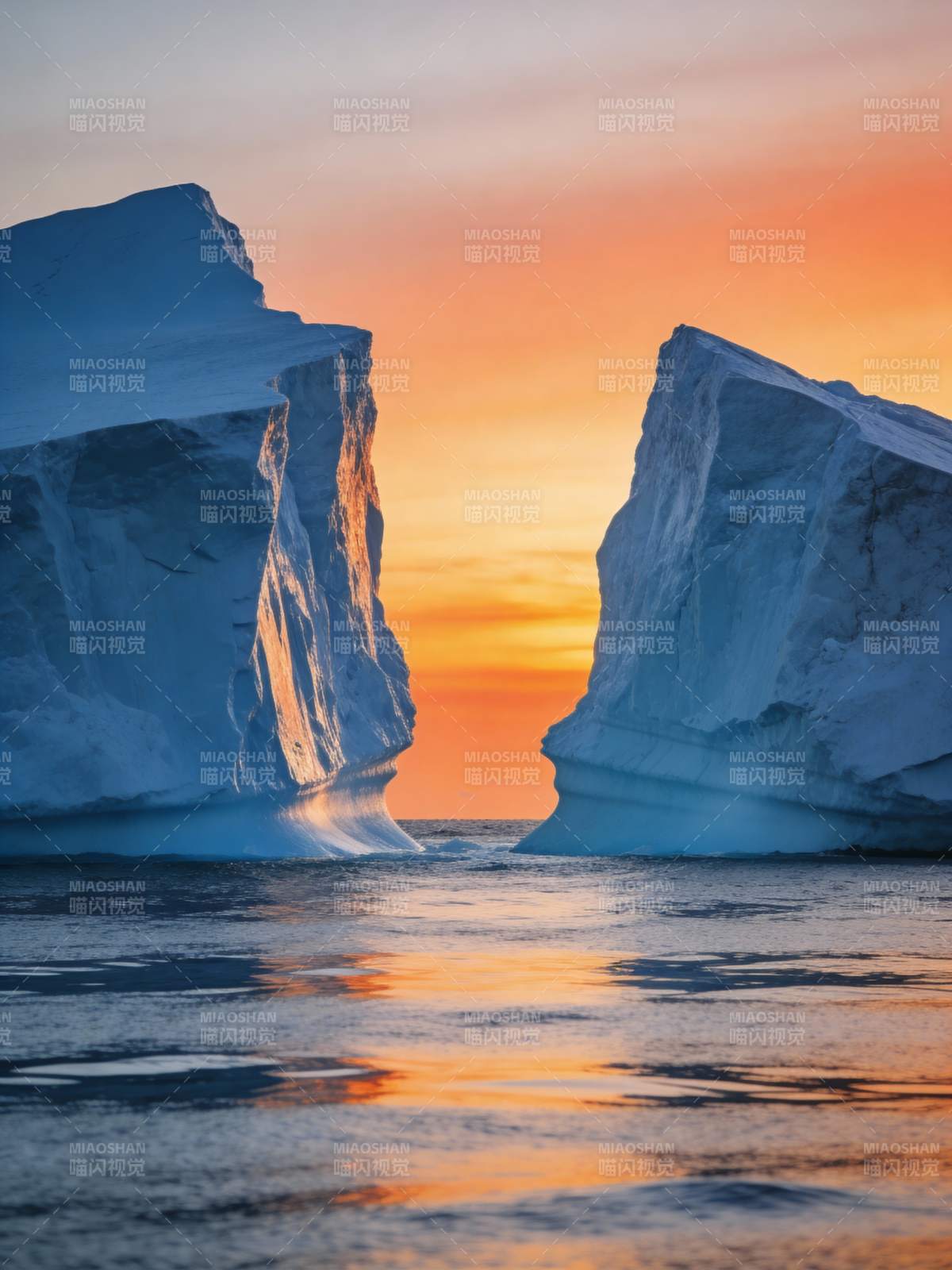 冰山日落图片