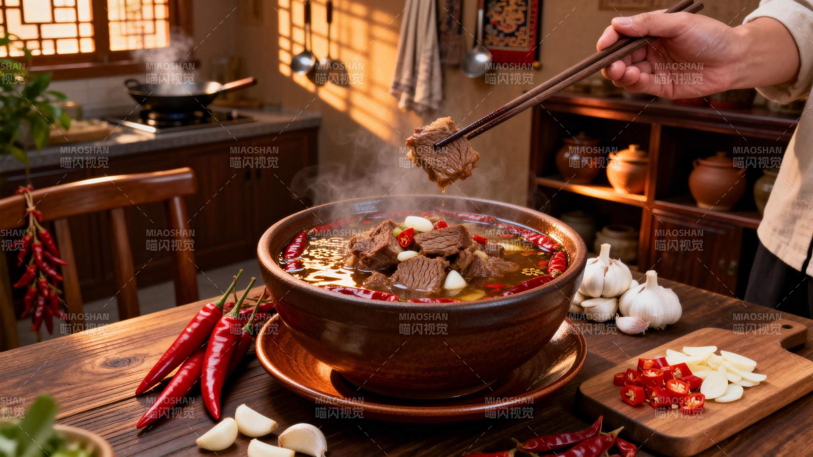 热气腾腾的火锅宴图片