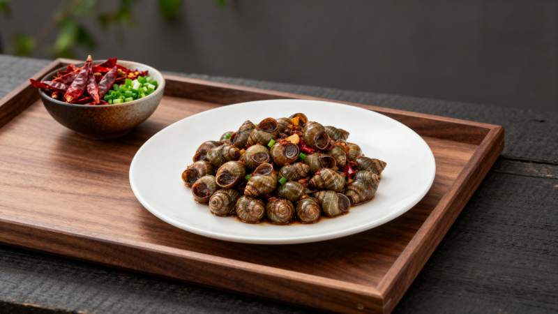 香辣田螺配小菜图片